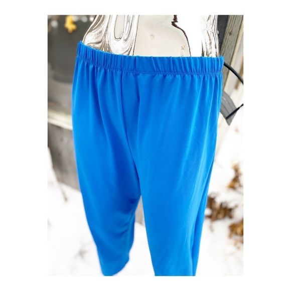 Blue Cropped Spandex Pants Athleisure - Picture 4 of 14